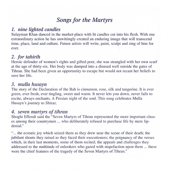 Songs for the Martyrs - Click Image to Close